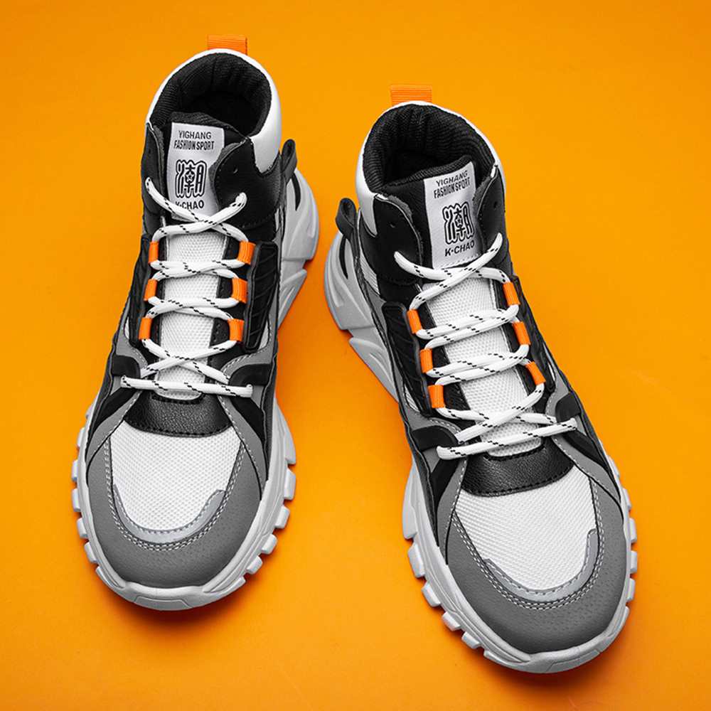 Men Outdoor Casual Boots Trend High-Tops Sneakers Fashion Sports Shoes - Black EU 44